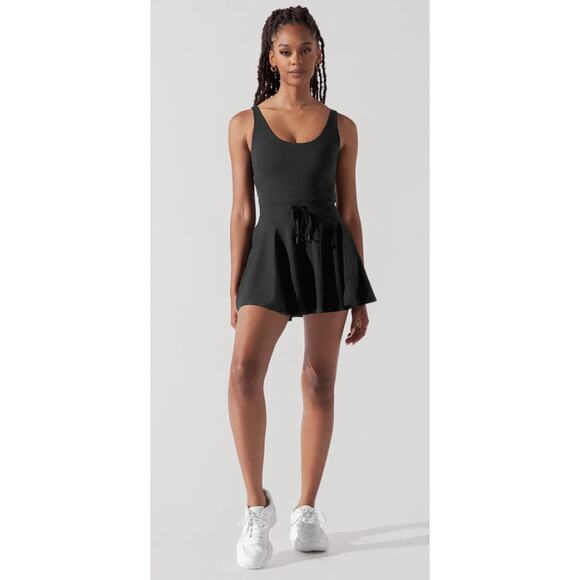 Popflex Black Twirl Dress Built In Shorts Tennis Athletic Dress Large - Picture 2 of 10